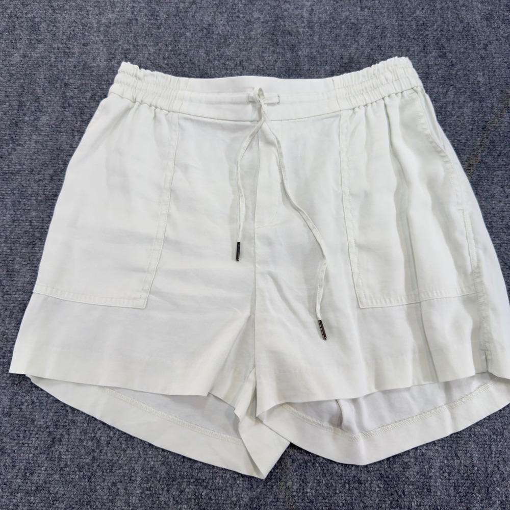 Kersh Elastic Waist Drawstring Utility Shorts Off White Size Large